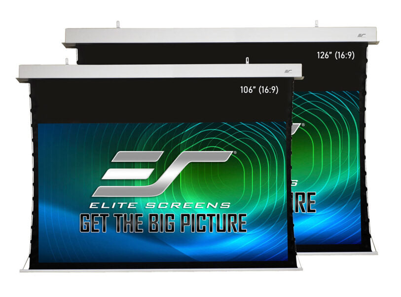 Elite Screens Evanesce Tab-Tension B 126" Diag. 16:9, Electric Recessed In-Ceiling Tensioned Ceiling/Ambient Light Rejecting (CLR/ALR) Projector Screen, ETB126HD5-E12