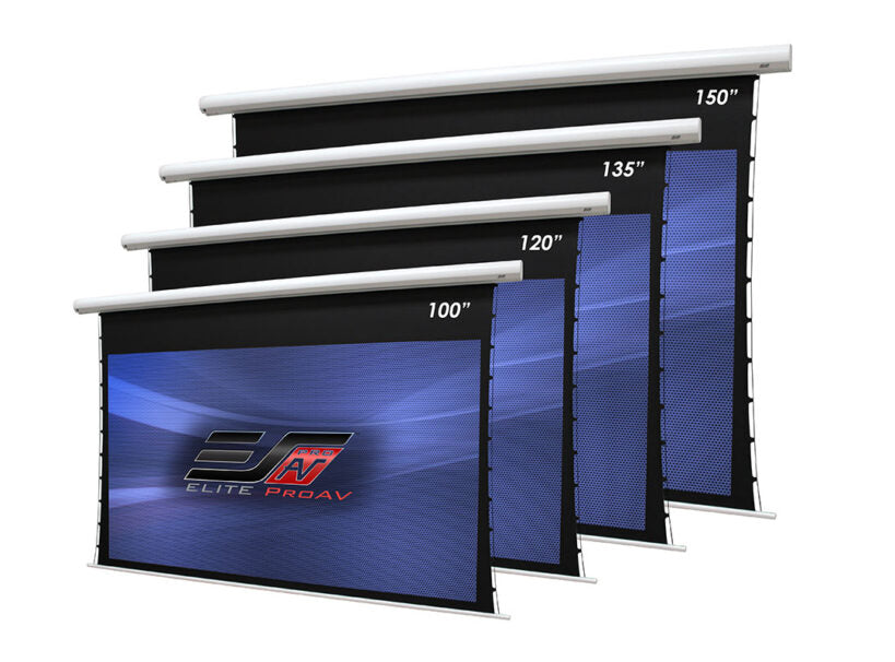 Elite ProAV Saker Tab-Tension CineGrey5D®, 100" Diag. 16:9, Electric Tab-Tensioned Ceiling Ambient Light Rejecting (CLR®/ALR) Projector Screen, SKT100XHD5-E12