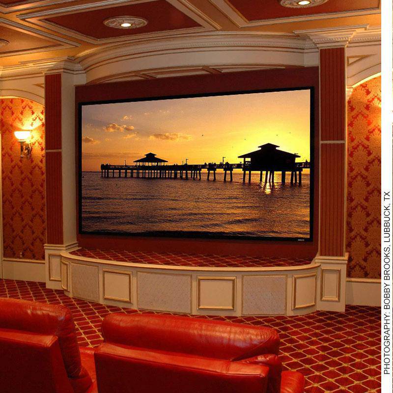 Draper Clarion with Veltex, 115", CinemaScope, ClearSound NanoPerf XT1000V Fixed Frame Projector Screen