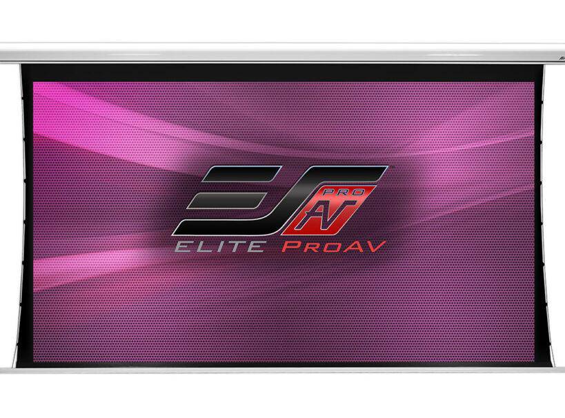 Elite ProAV Saker Tab-Tension, 100" Diag. 4:3, Tensioned Electric Motorized Projection Screen, SKT100XVW-E10