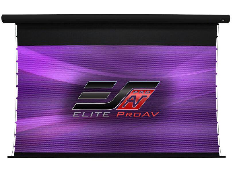 Elite ProAV Saker Tab-Tension DarkUST, 100" Diag. 16:9, Ultra-Short Throw Ceiling Ambient Light Rejecting (CLR/ALR) Electric Tab-Tensioned Projector Screen, SKT100UH-DST-E6