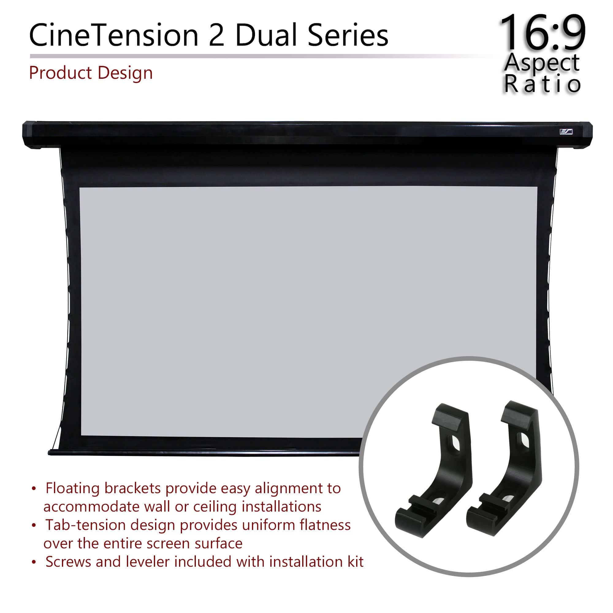 Elite Screens CineTension 2 WraithVeil® Dual 110" Diag. 16:9, 4K/8K, Front/Rear Projection Tab-Tensioned Electric Motorized Drop Down Projector Screen, TE110HR2-DUAL