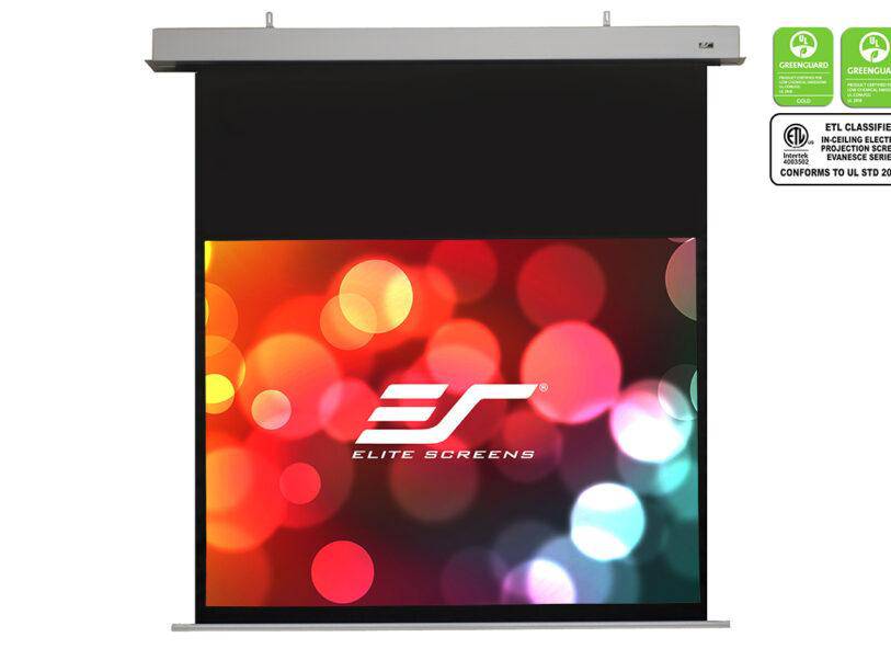 Elite Screens Evanesce 106" Diag. 16:9, Recessed In-Ceiling Electric Motorized Projector Screen, 8k 4K Ultra HD Moiré-Free Sound and Acoustic Transparent Perforated Weave Projection Surface, IHOME106H2-E14-AUHD