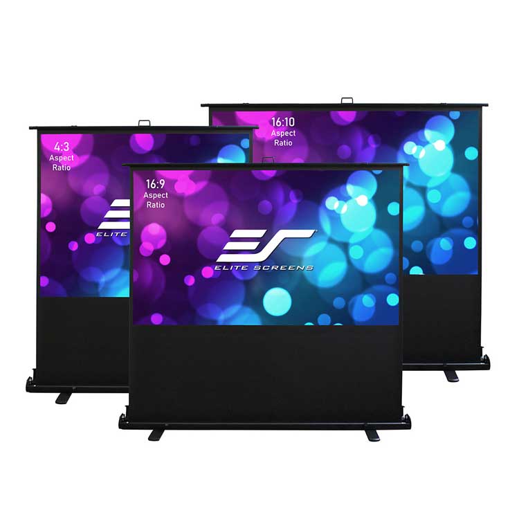 Elite Screens ezCinema 2 Manual Floor Rising Pull Up with Scissor Backed Projector Screen, 70" Diag. 16:9, Portable Home Theater Office Classroom Projection Screen with Carrying Bag, F70XWH2