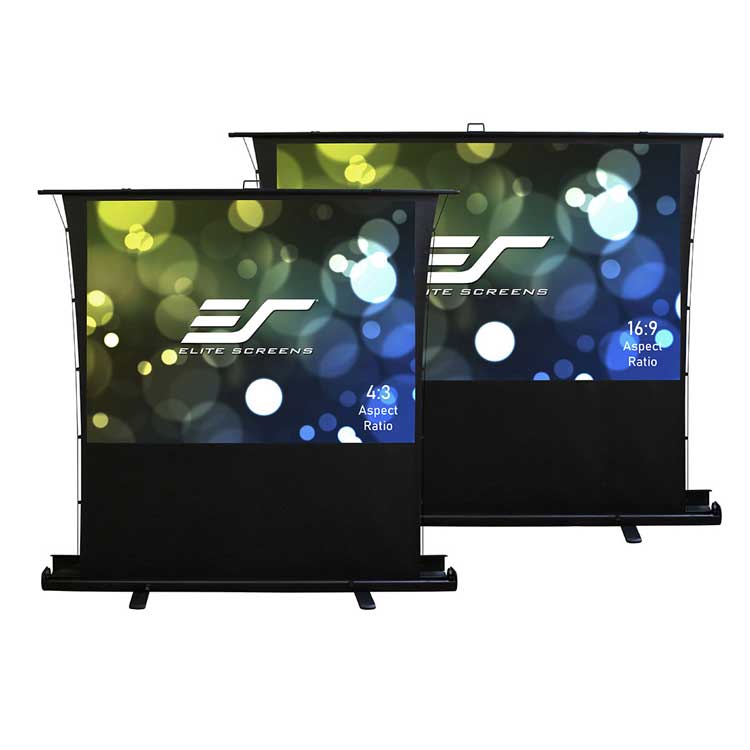 Elite Screens ezCinema Tab Tension Manual Floor Rising Pull Up with Scissor Backed Projector Screen 92" Diag. 16:9, Portable Home Theater Office Classroom Projection Screen with Carrying Bag, FT92XWH