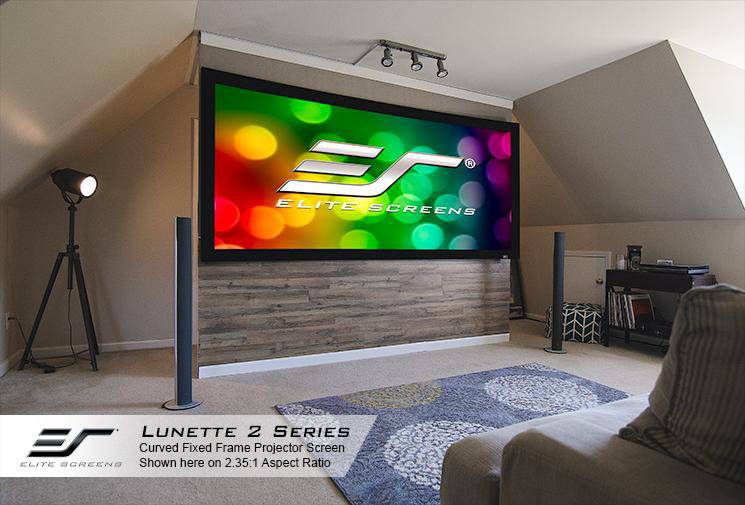 Elite Screens Lunette 2 Series, 115" Diag. 2.35:1, Curved Home Theater Fixed Frame Projector Screen, CURVE235-115W2