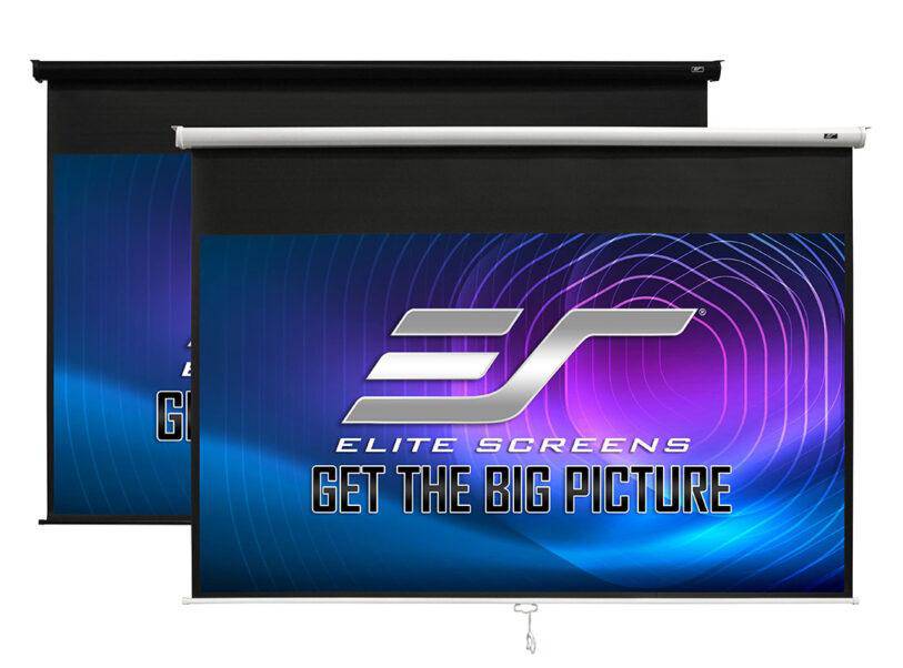 Elite Screens Manual B 100" Diag. 1:1, Manual Pull Down Projector Screen 4K 8K Ultra HDR 3D Ready with Slow Retract Mechanism, 2-YEAR WARRANTY, M100S