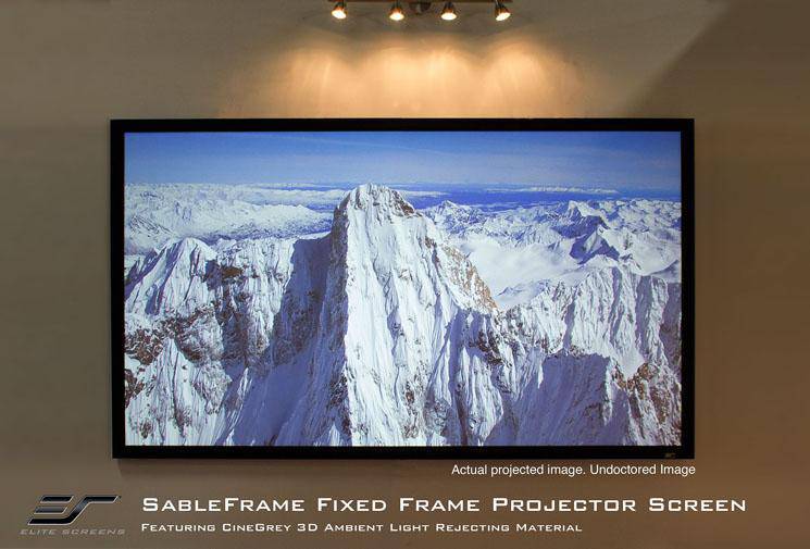 Elite Screens Sable Frame CineGrey 3D® 100" Diag. 16:9, CineGrey 3D® Ceiling Ambient Light Rejecting (CLR®/ALR) Fixed Frame Projector Screen, ER100DHD3